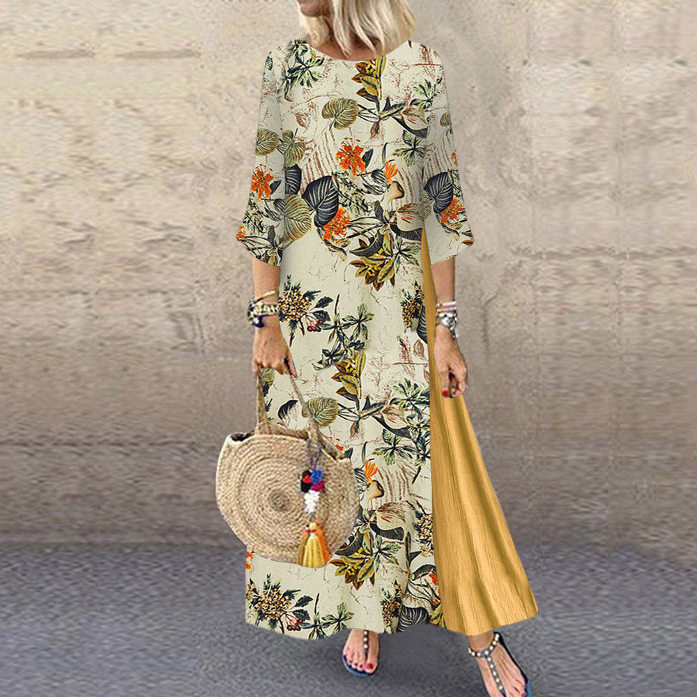 Rochie marime mare pentru femei, stil vintage, cu imprimeu floral, rochie cu modele aplicate