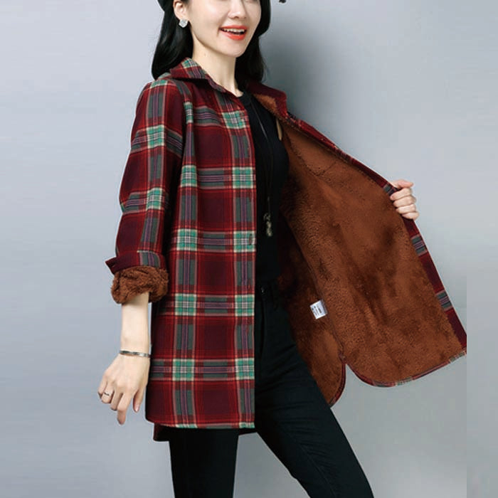 Palton de iarna vintage din bumbac si lana, catifelat, gros