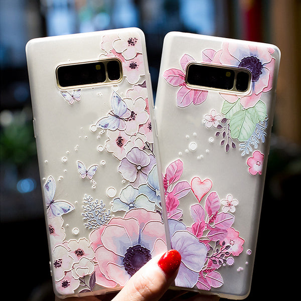 Husa de telefon cu fluture si floare pentru Samsungs8/s8plus/s9/s9plus