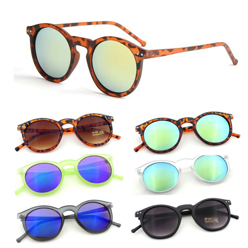 Ochelari de soare moderni pentru femei sau barbati, in stil retro cu rama rotunda ?i lentila colorata