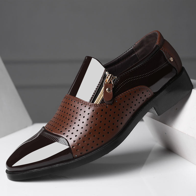 Pantofi moderni pentru barbati, din piele ecologica, material cu perforatii care respira, stil business, potriviti pentru nunta