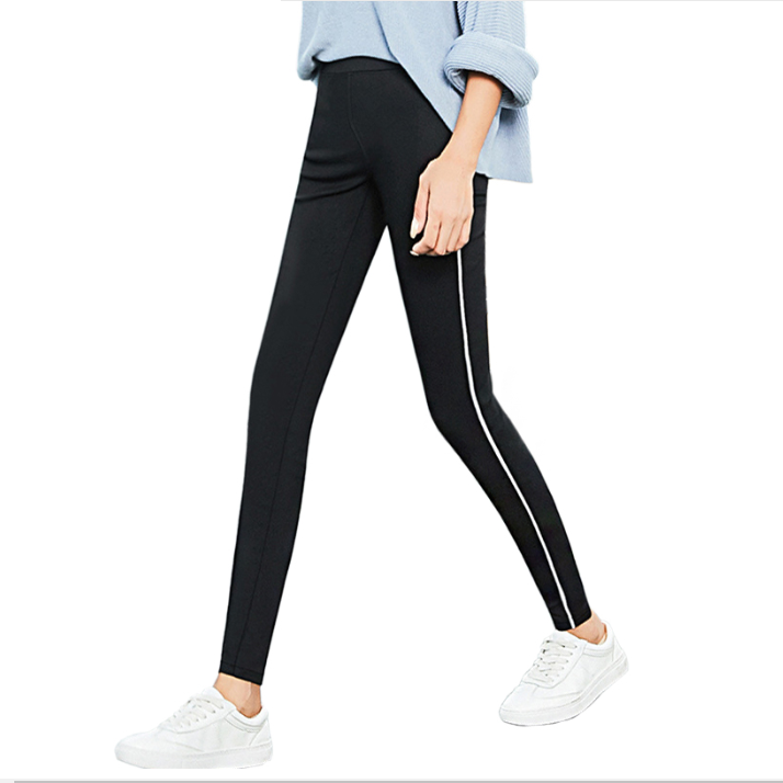 Pantaloni de dama cu vipusca pe laterale, croiala tip creion, negri, slim, colanti, skinny