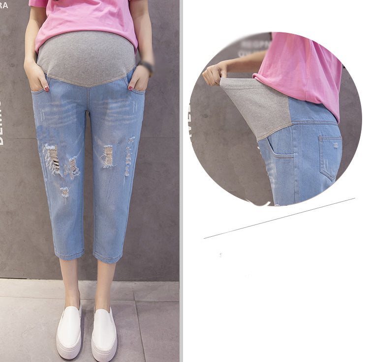 Jeans maternitate, pantaloni pentru femei insarcinate, imbracaminte pentru gravide, pantaloni colanti cu o portiune speciala pentru burtica mamicilor