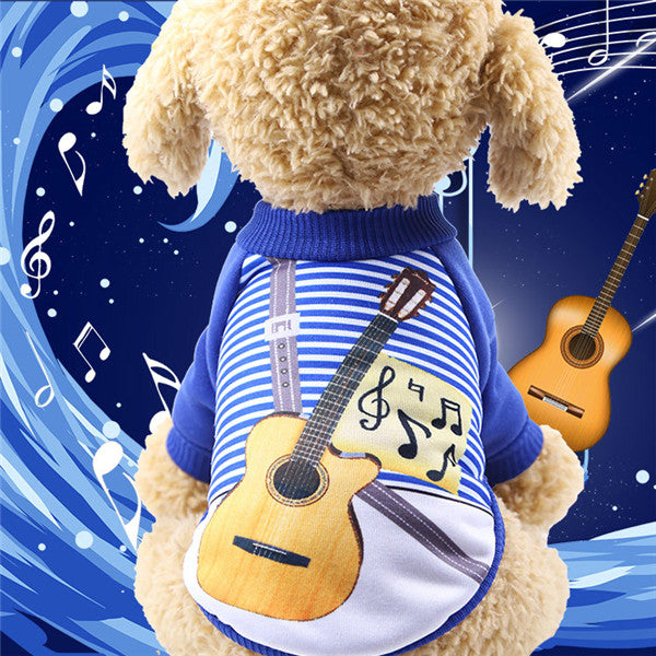Pulover pentru caini si pisici din fleece cu model cu chitara animata