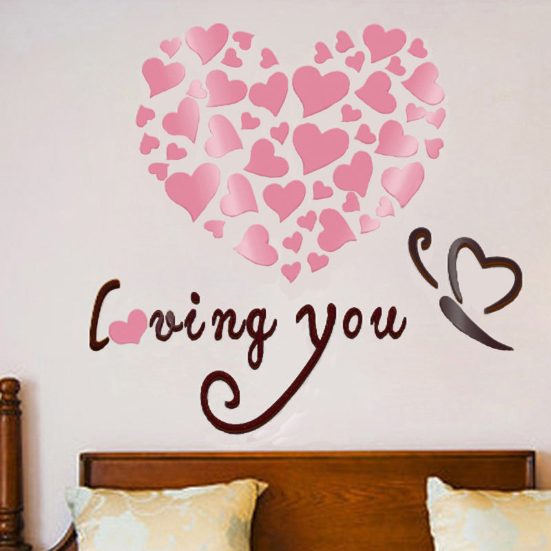 Sticker tapet pentru perete, cu decoratiuni 3D din acril, model romantic