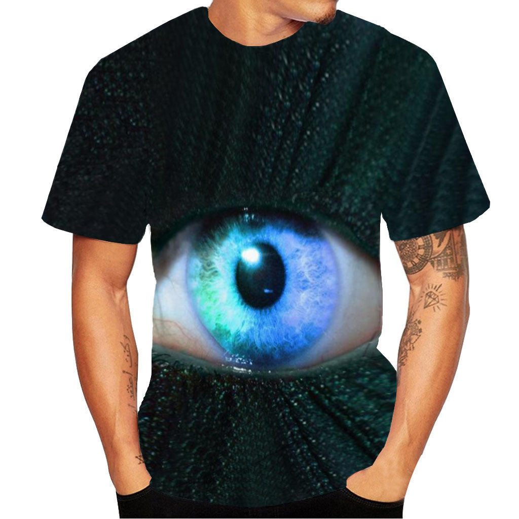 Tricou pentru barbati cu imprimeu creativ cool 3D ochi, potrivit pentru vara din material care respira