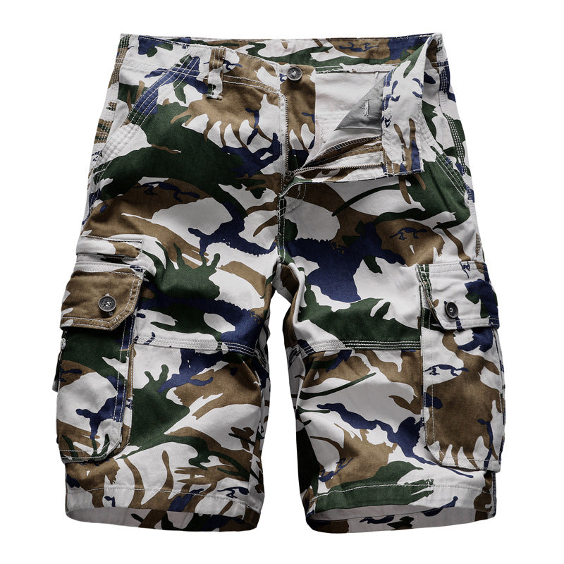 Pantaloni scurti barbate?ti pentru vara cu model de camuflaj