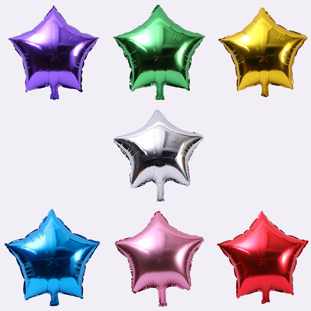 18 Inci Balon Multicolorat din Aluminiu, model Pentagrama, Decoratiune pentru Petrecere