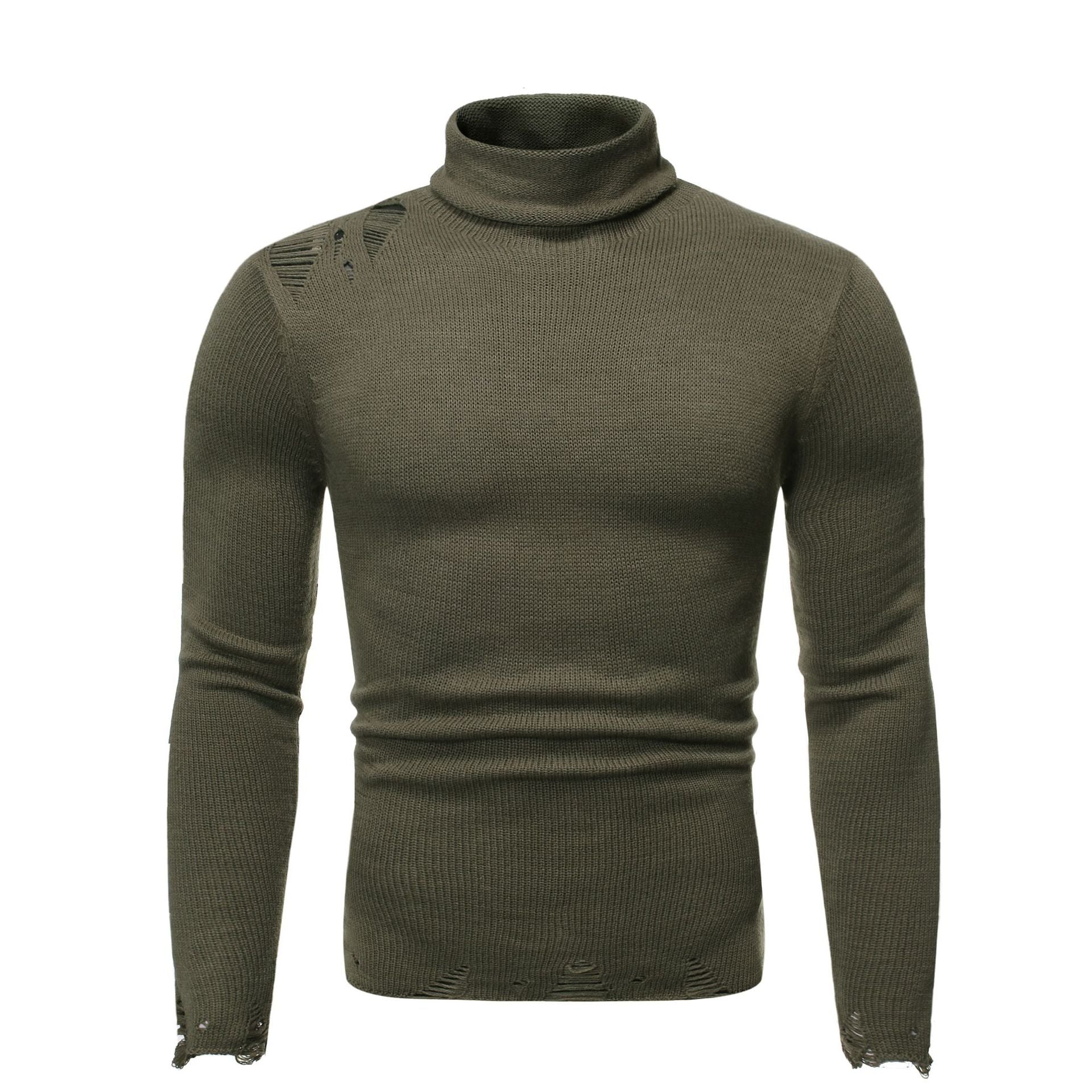 Bluza de toamna si iarna pentru barbati, din tricot subtire, cu guler inalt, pulover cu mai multe optiuni de culoare