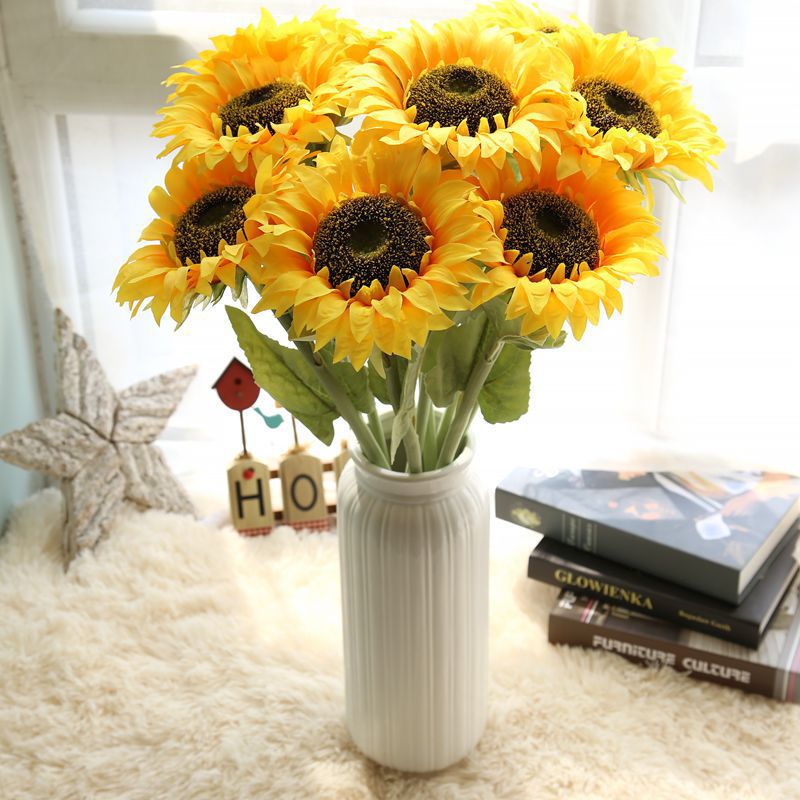 Decoratiune pentru nunta din flori artificiale de floarea soarelui, decoratiune de interior lucrata manual, pentru petrecere sau zi de nastere