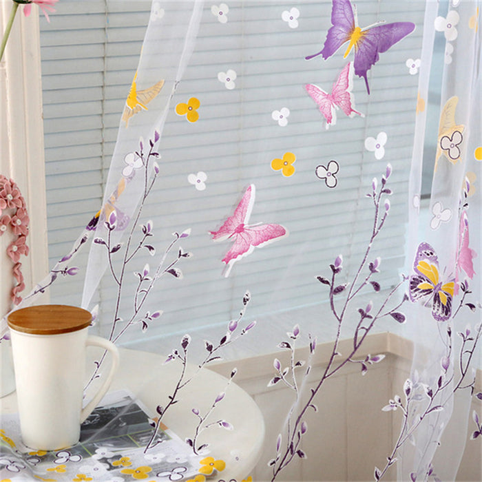 Draperii 100*200/100*270cm cu fluturi mici, o perdea transparenta pentru fereastra, decoratiune pentru casa