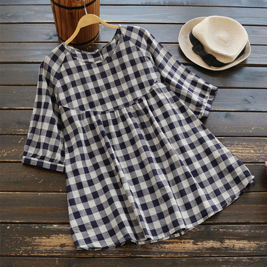 Bluza, camasa larga pentru femei, marime mare din tartan