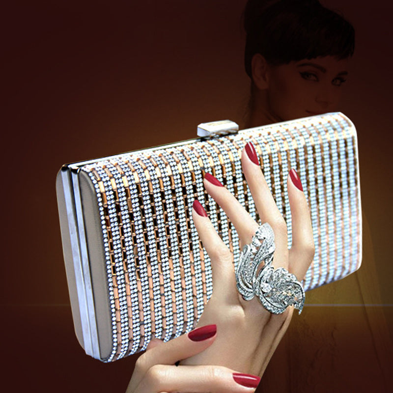 Clutch de dama modern cu pietre, potrivit pentru iesit la cina