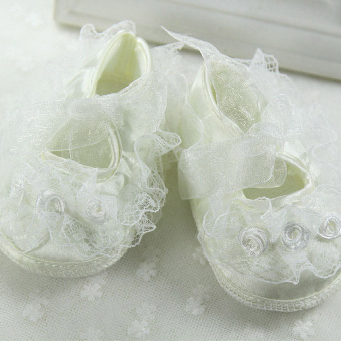 Pantofiori de printesa, cu model floral, moi, incaltaminte de fetite, pentru primii pasi, pentru 10-24 luni