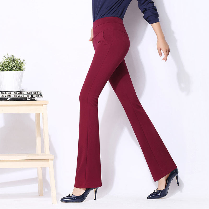 Pantaloni lungi si usor evazati pentru femei, cu talie inalta, pantaloni model casual, stil slim, potriviti pentru birou si pentru sezonul de primavara