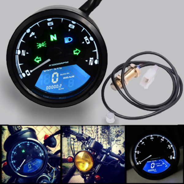 Accesoriu pentru motocicleta, cu senzor de viteza, tahometru, display cu led