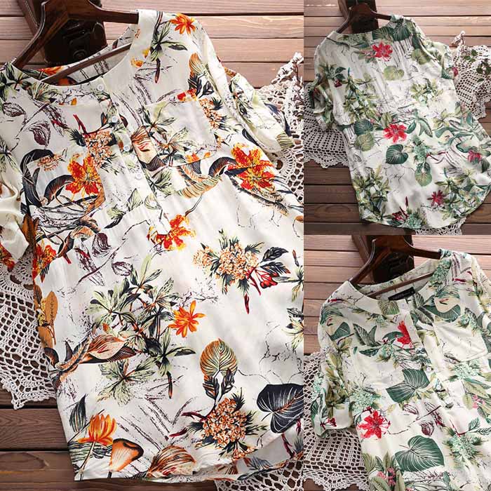 Top lejer cu imprimeu floral, model vintage