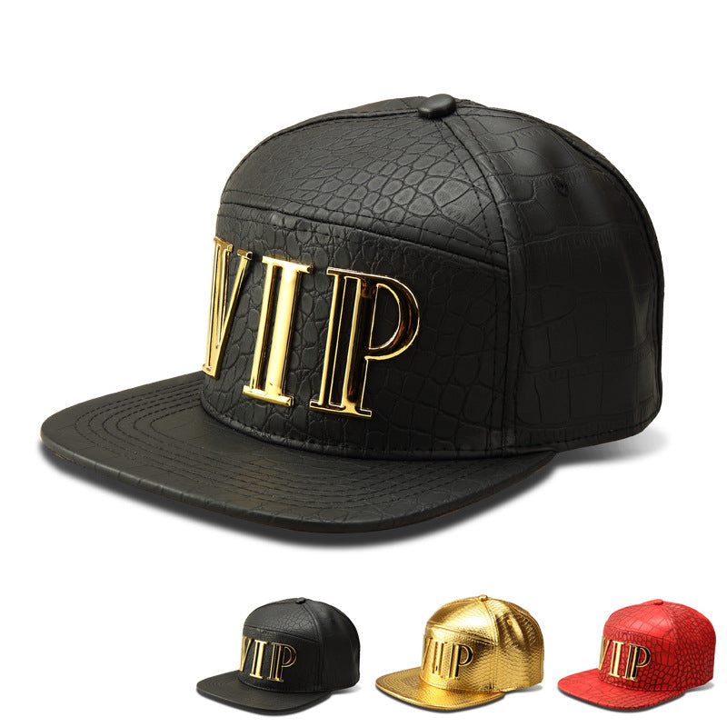 Sapca tip baseball Crocodile Grain Tide, cu literele VIP imprimate, model de sapca hip-hop cu cozorocul plat, pentru fete si baieti