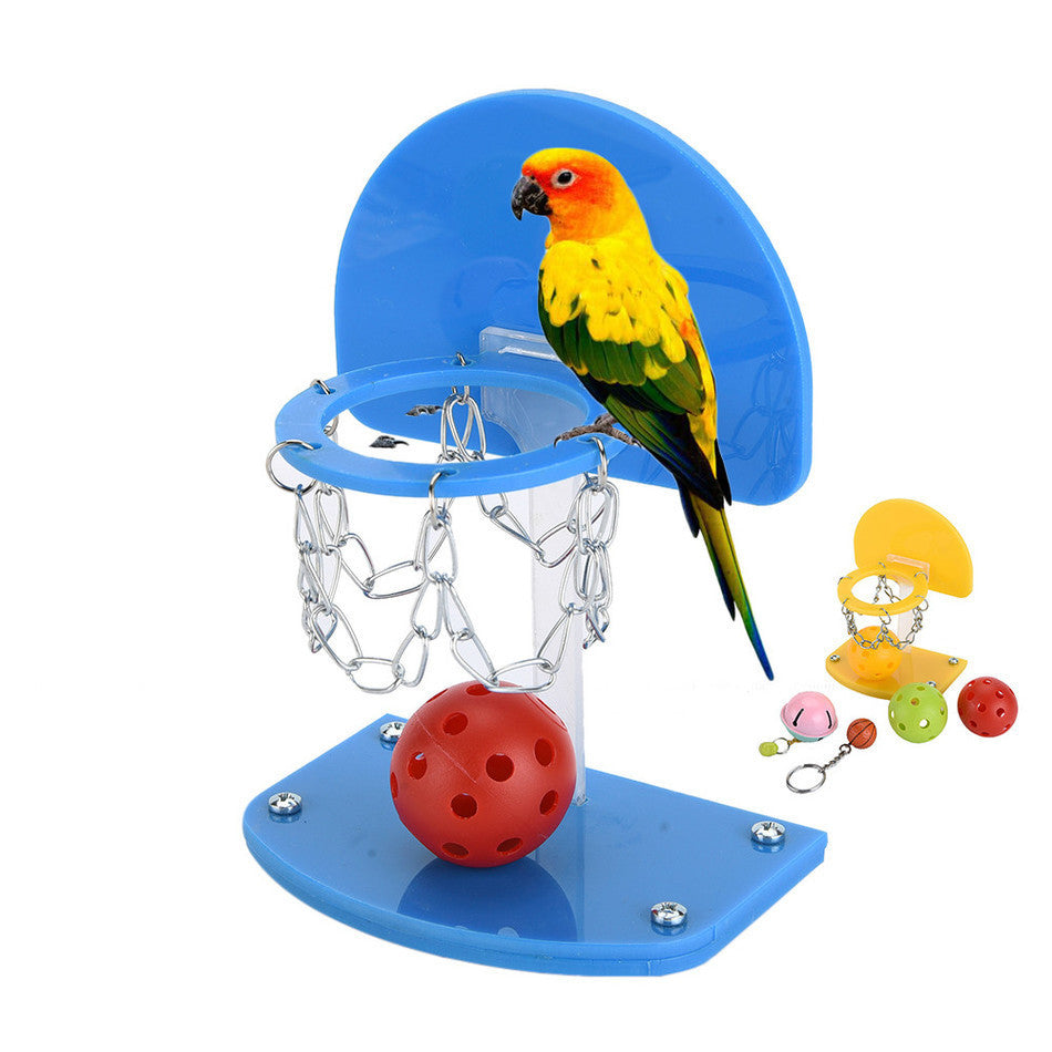 Joc pentru dezvoltarea agilitatii la pasari, jucarie gen baschet pentru peru?i sau papagali Macaw Cockatiel sau Conure