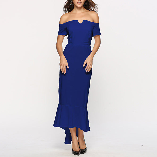 Rochie sexy eleganta pentru femei, cu umerii goi, culoare uni, rochie tip sirena, de seara