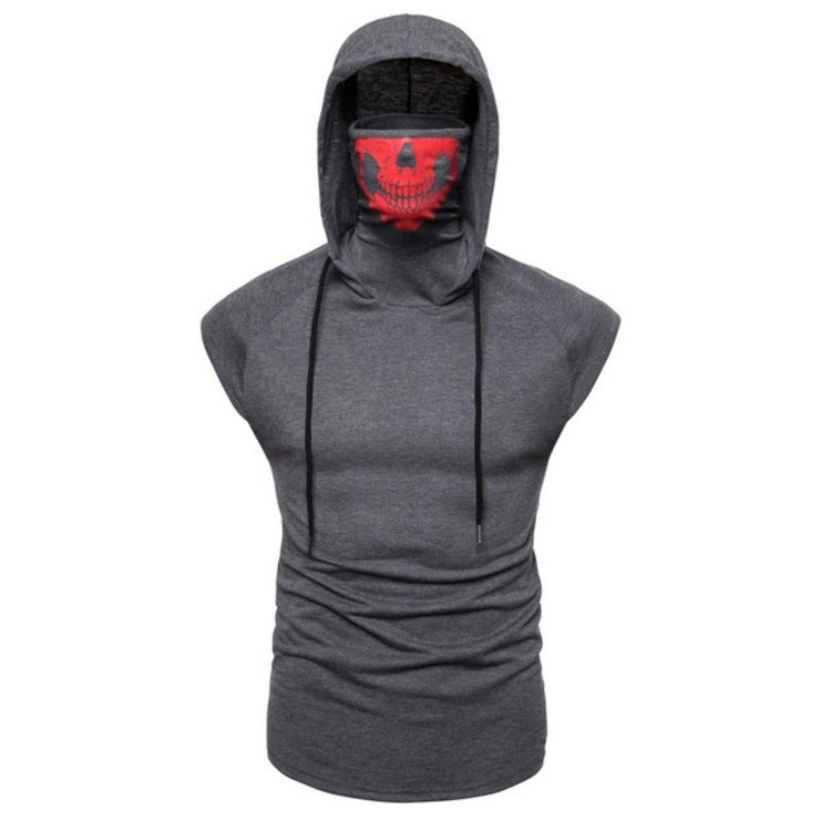 Vesta Hoodie, Moda de Strada, pentru Barbati, Imbracaminte Cool de Vara cu Masca cu Craniu