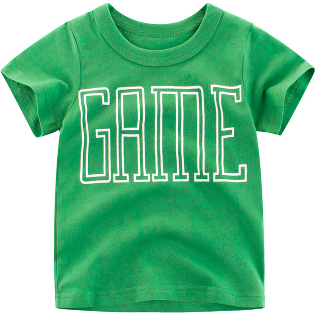 imbracaminte din bumbac pentru copii sau bebelusi, tricou verde cu imprimeu Game, pentru vara