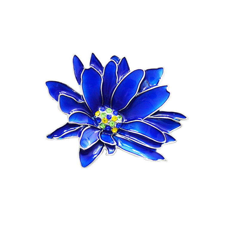 Brosa cu ac, din aliaj, in forma de floare albastra