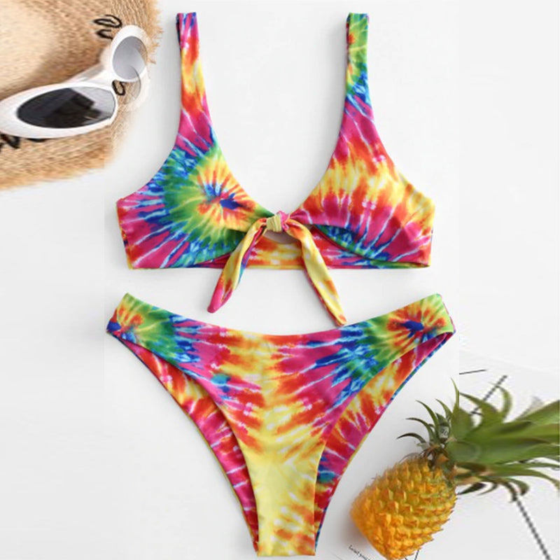 Costum de baie pentru femei, de vara, cu imprimeu in culori pastel, bikini sexy