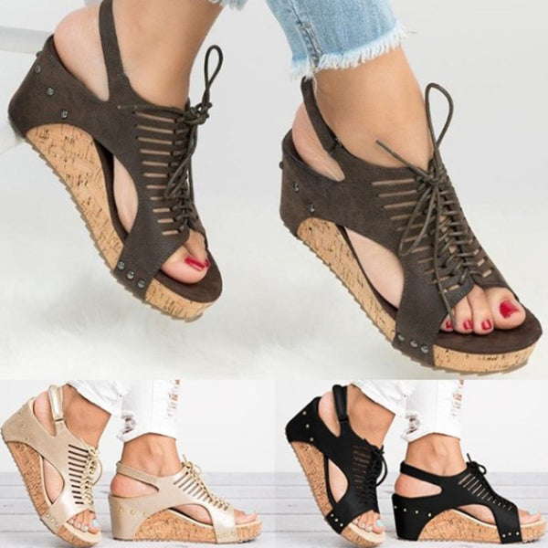 Sandale de vara pentru femei, confortabile, cu talpa platforma, model retro cu talpa inalta