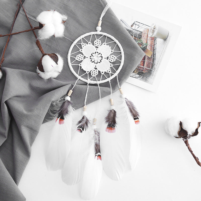 Accesoriu decorativ, dream catcher cu detaliu floral