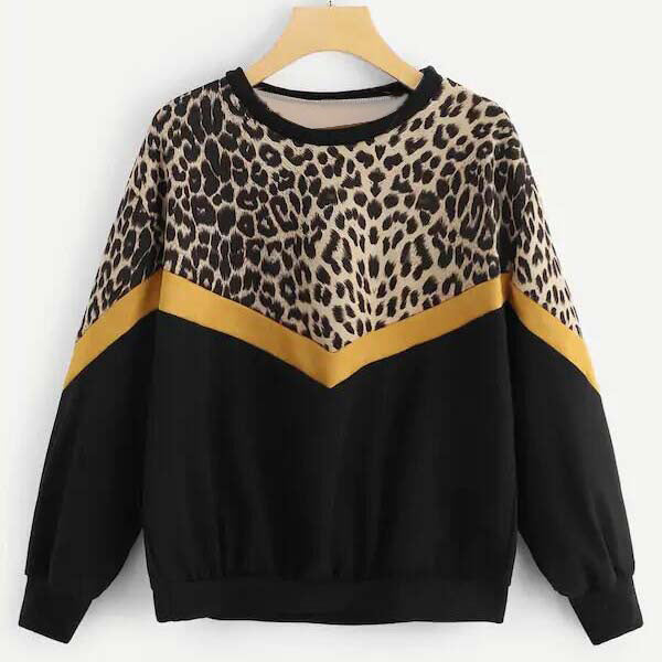 

Top Adaptabil Calduros Fashion, cu Imprimeu Leopard, Maneca Lunga, Guler Rotund