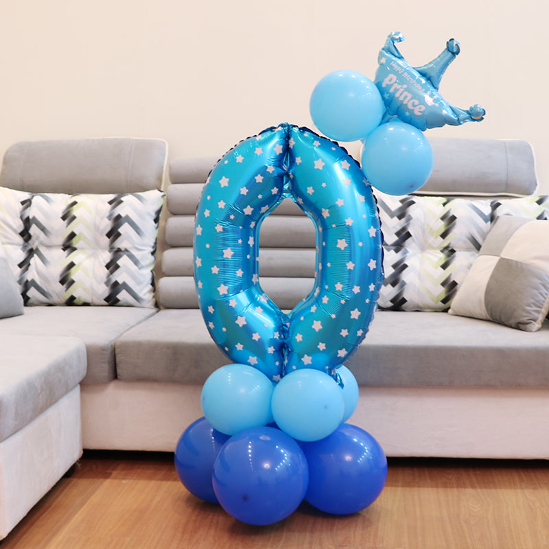 

Decorațiune pentru zi de naștere copii, balon albastru din latex și aluminiu, 32 inch