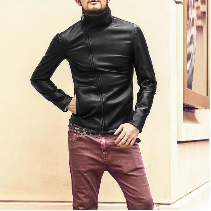 Jacheta de motociclist pentru barbati, din piele ecologica, model la moda ?i stil creativ, jacheta potrivita pentru sezonul de iarna