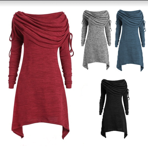 

Rochie Elastica cu Tiv Neregulat, Moda Wild, de Toamna Si iarna, pentru Femei