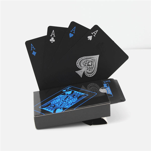 Carti de joc din plastic, rezistente la apa, model original, negru, din PVC