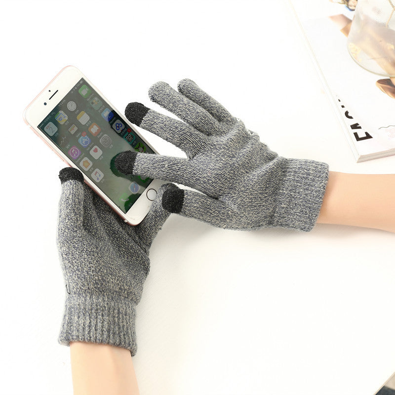 Manusi pentru Femei si Barbati, tricotate, din lana, calduroase, de iarna, ce pot fi folosite cu touch screen