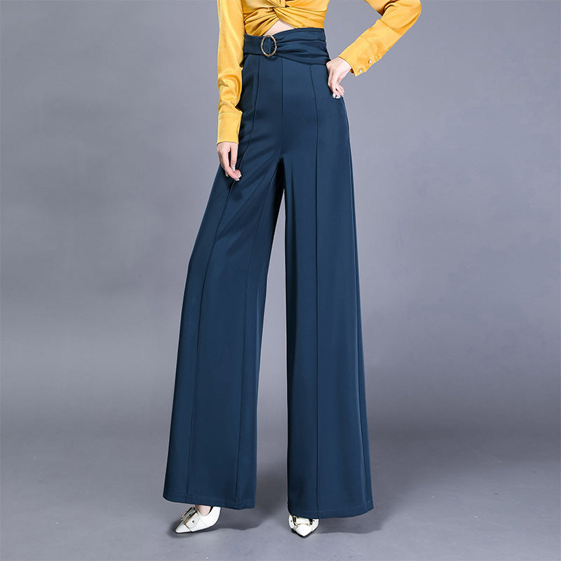 Pantaloni eleganti de vara pentru femei, lungi, slim fit, pantaloni largi din satin