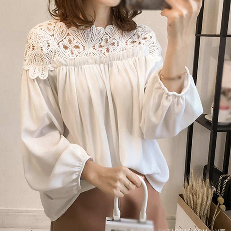 Top Elegant Sifon Dantela Cusuta