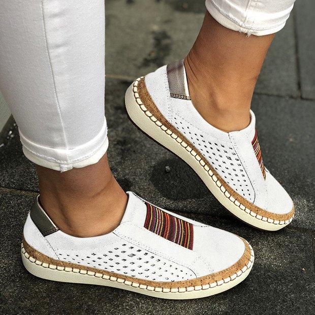 Pantofi sport si casual pentru femei, model comod din material perforat, tenisi cu varf rotund