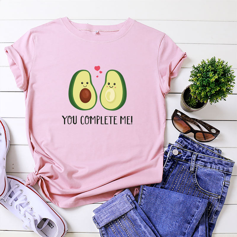 Tricou de primavara ?i vara pentru femei, model casual cu imprimeu, maneca scurta ?i decolteu rotund