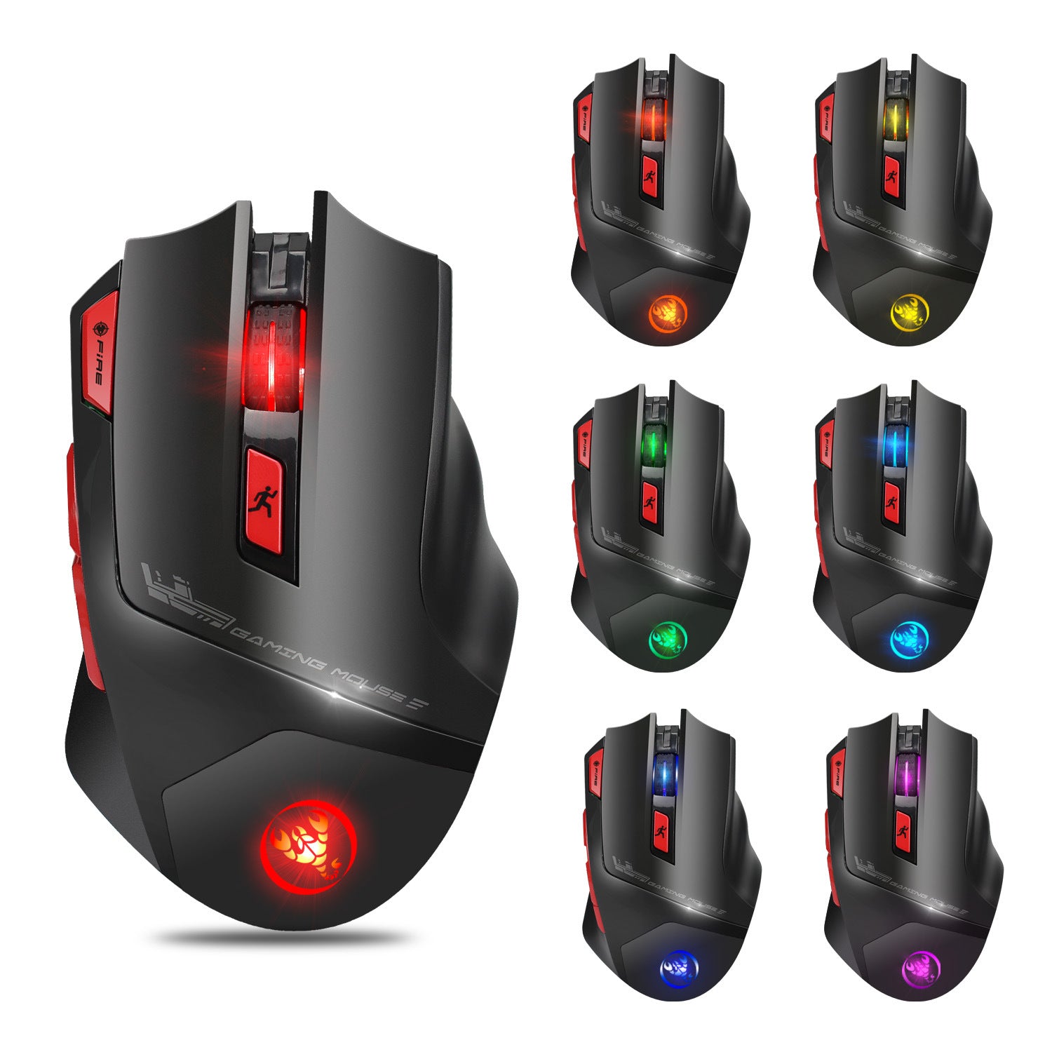 Mouse wireless, model 4800 dpi, luminare din spate multicolor, se poate opri luminarea pentru reincarcare