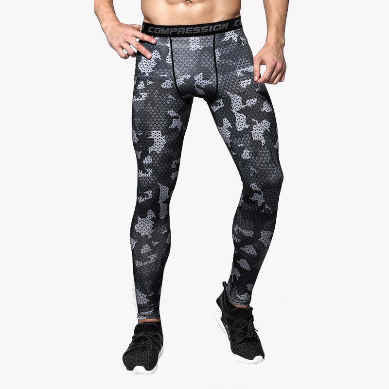 

Colanti barbatesti camo cu imprimeu geometric, model fitness, sport, elastici, cu uscare rapida