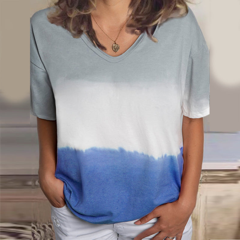 Bluza pentru femei, cu imprimeu in culori pastel, larga ?i casual, de vara