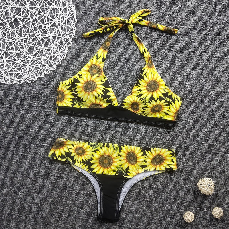 Costum de baie din doua piese pentru femei, bikini cu imprimeu floral