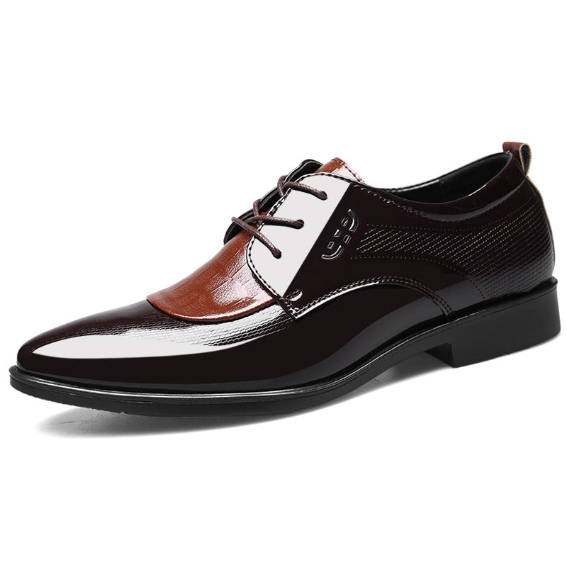 Pantofi business pentru barbati, din piele ecologica, potriviti pentru nunta, cu sireturi, stil Oxford