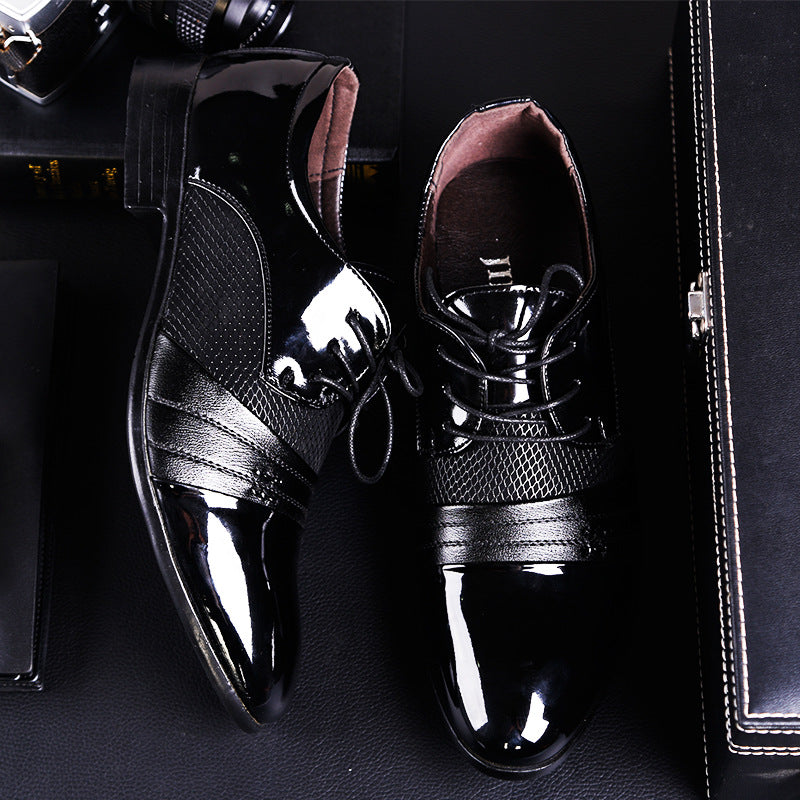 Pantofi moderni in stil business pentru barbati, tip Oxford, pantofi eleganti lacuiti cu ?iret, stil European