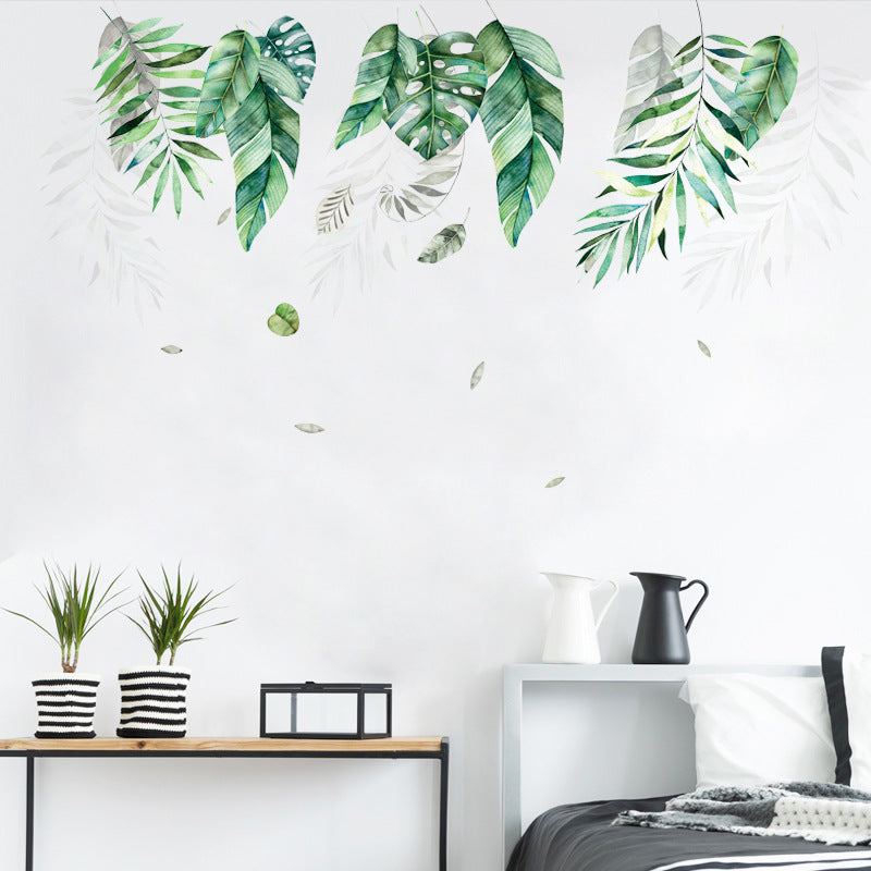 Decoratiune interioara pentru dormitor sau sufragerie, sticker pentru perete in forma de frunze, 2 bucati cu dimensiunile 45*60 cm