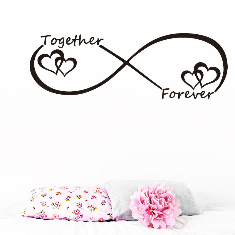 Decoratiune interioara pentru dormitor sau sufragerie, sticker de perete cu inscriptie Together Forever