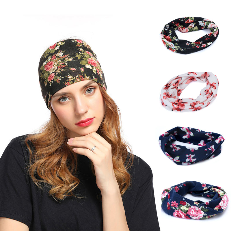 Bentita de par pentru femei, model floral vintage, material elastic, accesoriu pentru par