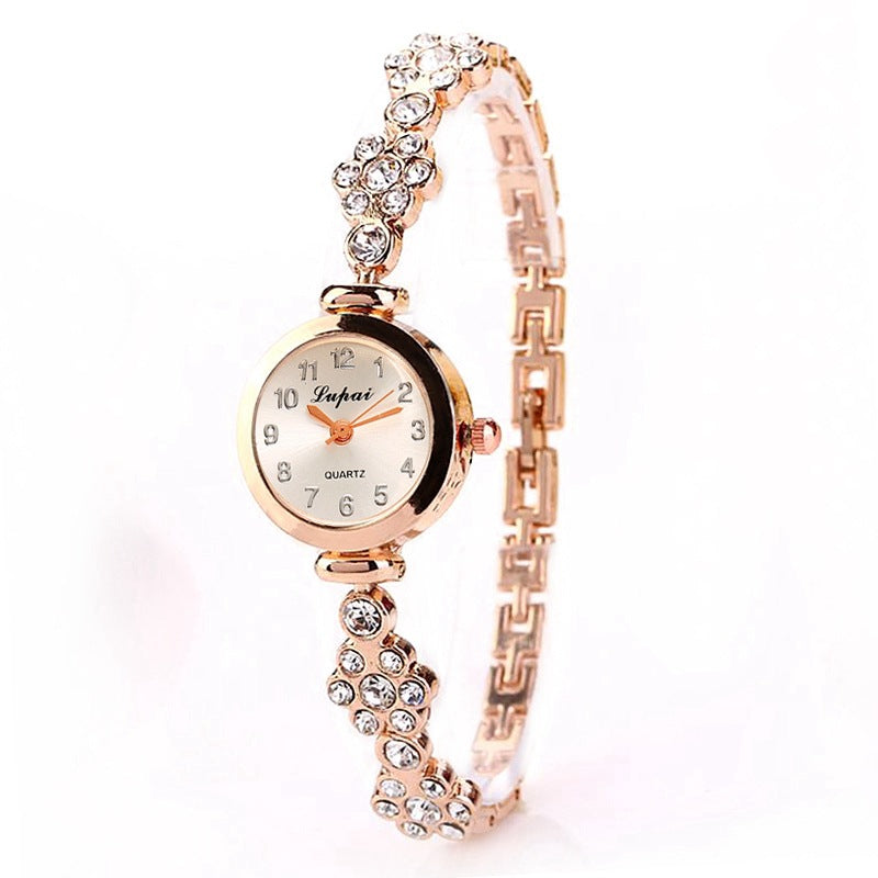 Ceas cu bratara pentru femei, elegant, de lux, cu strasuri si model floral, un ceas de mana analog